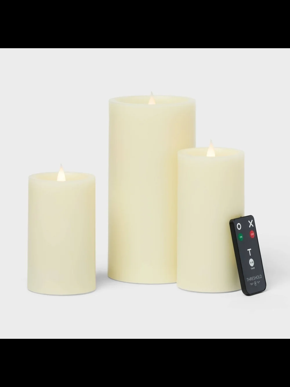 Threshold Warm Yellow LED Pillar Candle Set - 3 Pack